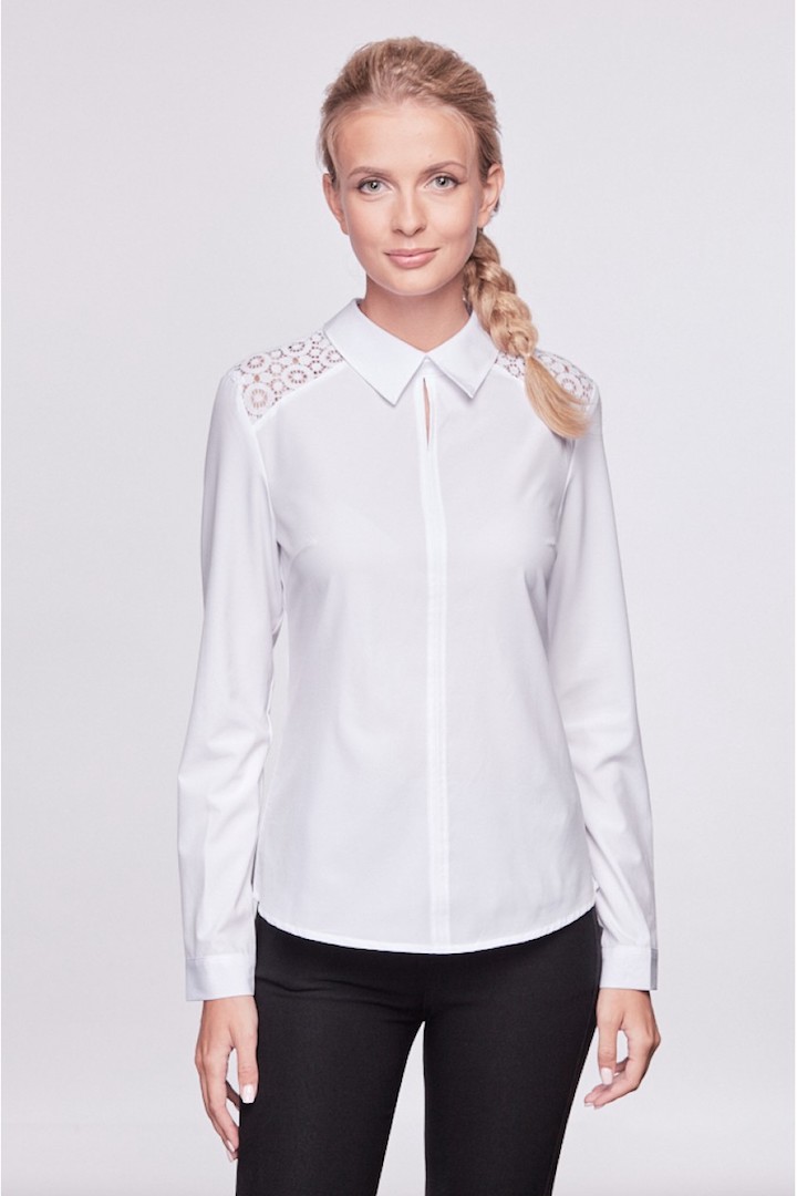 Фото товара 15334, белая блузка с гипюром